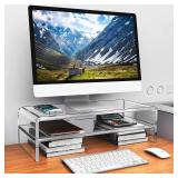 Acrylic Monitor Stand, 2 Tiers Computer Monitor Riser(20x8x5.5 Inch), Monitor Riser/Computer Stand for Home,Office,Business,PC Desk Stand for Keyboard Storage& Multi-Media Laptop Printer Screen