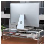 Acrylic Monitor Stand, 2 Tiers Computer Monitor Riser(20x8x5.5 Inch), Monitor Riser/Computer Stand for Home,Office,Business,PC Desk Stand for Keyboard Storage& Multi-Media Laptop Printer Screen
