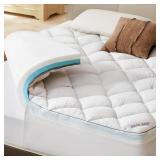 Retails for $104! Bedlore 4-Inch Full Mattress Topper for Back Pain - Dual Layer Medium Support (2' Gel Memory Foam + 2' Cooling Fluffy Pillow Top Pad), Breathable & Pressure Relief (White)