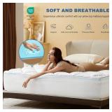 Retails for $104! Bedlore 4-Inch Full Mattress Topper for Back Pain - Dual Layer Medium Support (2' Gel Memory Foam + 2' Cooling Fluffy Pillow Top Pad), Breathable & Pressure Relief (White)