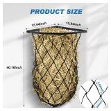 2 Set Wall Hay Feeder with Net Corner Hay Rack Black Corner Hay Feeder Frame with Slow Feed Hay Net for Horses Goat
