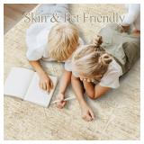 Retails for $120! Washable Area Rug 8x10, Large Soft Rugs for Living Room Vintage Beige 8x10 Area Rugs for Bedroom Dining Room Floral Non-Slip Thin Rug