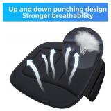 KAYI Car Seat Cushion, Comfort Memory Foam Car Cushions for Driving, Breathable Leather Surface with Anti Slip Rubber Bottom, Seat Cushion for Car and Office Chair (1 Pack, Black)