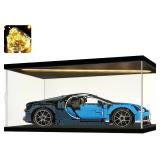 Acrylic Display Case for Collectibles Clear Acrylic Boxes for Display Action Figures Car Model Building Kit 42083 Display Case Room Decoration Box(Black-Solid Yellow; 23.6*15.7*9.8 inch)