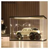 Acrylic Display Case for Collectibles Clear Acrylic Boxes for Display Action Figures Car Model Building Kit 42083 Display Case Room Decoration Box(Black-Solid Yellow; 23.6*15.7*9.8 inch)