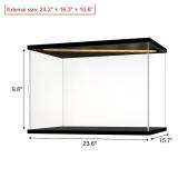 Acrylic Display Case for Collectibles Clear Acrylic Boxes for Display Action Figures Car Model Building Kit 42083 Display Case Room Decoration Box(Black-Solid Yellow; 23.6*15.7*9.8 inch)