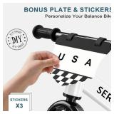 SEREED Toddler Balance Bike 2 Year Old, No Pedal Kids Toy Bike for 2-5 Years Old, Tool-Free Adjustment, Gift for 2-3 Boys Girls, Customize Plate (White)