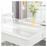 Warmstar Clear Table Cover Protector 36 x 60 Inch,1.5mm Thick Plastic Table Cover Rectangle,PVC Clear Table Protector,Desk Protector Mat for Kitchen, Dresser, Writing Desk Dining Room Table