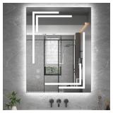 28'x36' LED Bathroom Mirror with Lights, Unique Front Light for Bathroom Wall, Memory, 3 Colors Adjustable, Stepless Dimmable Ligh, Led Vanity Mirror for Bathroom, Anti-Fog, Tempered Glass