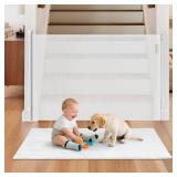 Retractable Baby Gate for Stairs, 55' Wide 38' High Pet Gate with Auto-Retract System, One-Hand Operation, Mesh Baby Gate for Doorways, Hallways, Decks, Indoor & Outdoor, White