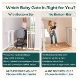 Cumbor 29.7-46' Baby Gate for Stairs, Toddler Safety Essentials for The House, Auto Close Dog Gate for Doorways, Mom's Choice Awards Winner-Easy Install Pressure Mounted Pet Gates for Dogs, White