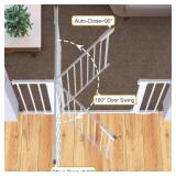 Cumbor 29.7-46' Baby Gate for Stairs, Toddler Safety Essentials for The House, Auto Close Dog Gate for Doorways, Mom's Choice Awards Winner-Easy Install Pressure Mounted Pet Gates for Dogs, White