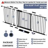 Retails for $120! Extra Wide Baby Gates for Doorways 62.20'-71.65' Extra Wide Baby Gate Dog gate Pressure Mounted No Drilling with Walk-Through, Auto-Close & Dual-Direction Swing for Large Wide Openin
