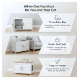 Homhedy Cat Litter Box Enclosure, Wooden Cat Washroom Furniture with Barn Door, Pet House, Fit Most of Litter Box, White