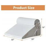 3PCS Wedge Pillow Set for After Surgery, Wedge Pillow for Acid Reflux Relief, Bed Wedge Pillow with Adjustable 9&12inch for Headboard,Sleeping, Orthopedic Memory Foam for Neck&Back Support, White/Grey
