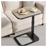Adjustable Height TV Tray Table with Bumper Rounded Corner Design & Flip-top Side Table for Bedroom, Living Room, Bathroom and Study, End Table for Eating, Dinner or Laptop, Gray