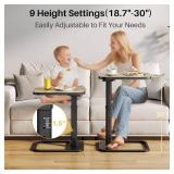 Adjustable Height TV Tray Table with Bumper Rounded Corner Design & Flip-top Side Table for Bedroom, Living Room, Bathroom and Study, End Table for Eating, Dinner or Laptop, Gray