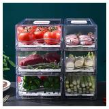 Fridge Drawer Organizer, Refrigerator Storage Box Holder with Draining Plate Fruit Storage Container Preservation Box(Large + drain board)