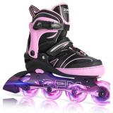 2PM SPORTS Kids Adjustable Inline Skates Ages 4-12, Youth Inline Skates for Girls Boys 5-8 8-12 with Full Light Up Wheels, Beginner Women Adult Skates