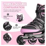 2PM SPORTS Kids Adjustable Inline Skates Ages 4-12, Youth Inline Skates for Girls Boys 5-8 8-12 with Full Light Up Wheels, Beginner Women Adult Skates