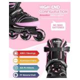 2PM SPORTS Kids Adjustable Inline Skates Ages 4-12, Youth Inline Skates for Girls Boys 5-8 8-12 with Full Light Up Wheels, Beginner Women Adult Skates