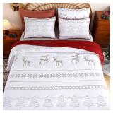 EVENHUG Queen Size Quilt Christmas Theme Bedding Sets with Pillow Shams Reversible Bedspread Coverlet Lightweight Christmas Festival Bed Cover for Bedroom Home Decoration (92'x96')