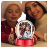 Suzile 6 Pcs Christmas Photo Snow Globe 4.3 Inch Christmas Clear Plastic Water Globe Double Sided Picture Display Snow Globes Photo Frame for Home Xmas Holiday DIY Crafts Gift (Black,Red,Blue)