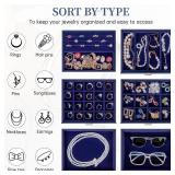 AKOZLIN Extra Large 6-Tier Jewelry Box Organizer Functional Huge, 5 Drawers Leather Jewelry Storage Case for Women Girls Ring Necklace Earring Bracelet Holder Organizer with Mirror Blue