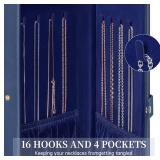 AKOZLIN Extra Large 6-Tier Jewelry Box Organizer Functional Huge, 5 Drawers Leather Jewelry Storage Case for Women Girls Ring Necklace Earring Bracelet Holder Organizer with Mirror Blue