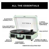 Victrola Journey Bluetooth Portable Suitcase Record Player with Built-in Speakers, 3 Speed Vinyl Record Player, RCA Out, Headphone Jack (Black)