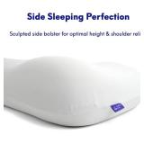 C CUSHION LAB Deep Sleep Pillow, Patented Ergonomic Contour Design for Side & Back Sleepers, Orthopedic Cervical Shape Gently Cradles Head & Provides Neck Support & Shoulder Pain Relief - Calm Grey
