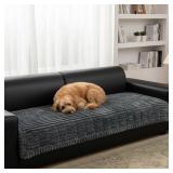 Pet Couch Cover Washable Fuzzy Sofa Slipcovers, Geometric Non-Slip Couch Covers Pet Friendly Dog Mat Sofa Couch Protector (Dark Grey, 27.6' x 59.1')