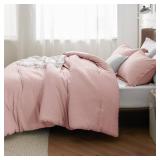 Bedsure Queen Comforter Set - Pink Soft Bedding for All Seasons, Cationic Dyed Bed Set, 3 Pieces, 1 Queen Size Comforter (90'x90') and 2 Pillow Shams (20'x26'+2')