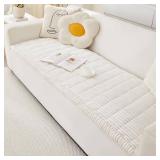 Couch Cover for Dogs Washable, Fuzzy Pet Couch Covers for 3 Cushion Sofa Pet Friendly, Non Slip Sofa Cover (White, 27.6' x 59'/70 x 150cm)