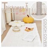 Couch Cover for Dogs Washable, Fuzzy Pet Couch Covers for 3 Cushion Sofa Pet Friendly, Non Slip Sofa Cover (White, 27.6' x 59'/70 x 150cm)