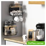 Ofiray-home Magnetic Shelf for Fridge with Wood Lid, Fruit Potato and Onion Storage Bins, Pantry Organizers & Storage, Large Container Magnetic Spice Rack for Refrigerator, Kitchen Counter (Black, 1)