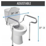 HealthSmart Adjustable Toilet Safety Rails for Seniors, Medical Grade - HandicapToilet Safety Frames for Disabled, Non-Slip Padded, 300lb Capacity Commode Chair with Arms, Toilet Helper for Elderly