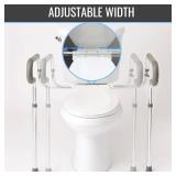 HealthSmart Adjustable Toilet Safety Rails for Seniors, Medical Grade - HandicapToilet Safety Frames for Disabled, Non-Slip Padded, 300lb Capacity Commode Chair with Arms, Toilet Helper for Elderly