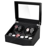 Watch Winder for Automatic Watches,Ultra Quiet Motor,4 Automatic Watches and 6 Extra Watch Storage Spaces, PU Leather Crocodile Styling