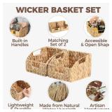 2-Pack Wicker Basket Set - Water Hyacinth Pantry Organizers and Storage w/Handles, For Home, Bedroom, Kitchen, & More - 100% Earth Friendly Woven Rattan, Simple Open Shape Decorative Baskets