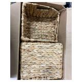 2-Pack Wicker Basket Set - Water Hyacinth Pantry Organizers and Storage w/Handles, For Home, Bedroom, Kitchen, & More - 100% Earth Friendly Woven Rattan, Simple Open Shape Decorative Baskets