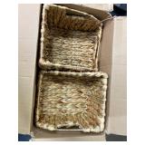 2-Pack Wicker Basket Set - Water Hyacinth Pantry Organizers and Storage w/Handles, For Home, Bedroom, Kitchen, & More - 100% Earth Friendly Woven Rattan, Simple Open Shape Decorative Baskets