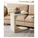 Tribesigns C-Shaped End Table for Couch, Sofa Side Table, C Table for Small Space, Living Room, Bedroom (1, Beige)