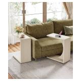 Tribesigns C-Shaped End Table for Couch, Sofa Side Table, C Table for Small Space, Living Room, Bedroom (1, Beige)