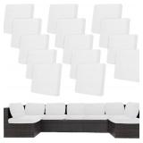 14Pcs Stretch Patio Cushion Covers,Outdoor Couch Covers Replacement,Outdoor Couch & Sofa Slipcovers,for Patio Furniture Cushion Covers,Washable Reusable Furniture Protector (Jade White,Cover Only)