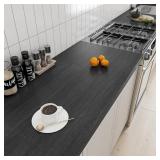 LACHEERY Matte Black Wood Grain Contact Paper 160 x 36 Inch Extra Wide Peel and Stick Wallpaper Dark Wood Contact Paper for Countertops Waterproof Self Adhesive Kitchen Countertop Counter Vinyl Wrap