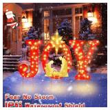 Christmas Joy Yard Decoration, 90 LED Lighted Outdoor Nativity Set 33inch Lawn Religious Scene Decor with Timer and 8 Lighting Modes for Patio Garden Xmas Party Home, Ground Stakes - Red/Golden