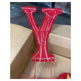 Christmas Joy Yard Decoration, 90 LED Lighted Outdoor Nativity Set 33inch Lawn Religious Scene Decor with Timer and 8 Lighting Modes for Patio Garden Xmas Party Home, Ground Stakes - Red/Golden