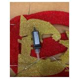 Christmas Joy Yard Decoration, 90 LED Lighted Outdoor Nativity Set 33inch Lawn Religious Scene Decor with Timer and 8 Lighting Modes for Patio Garden Xmas Party Home, Ground Stakes - Red/Golden