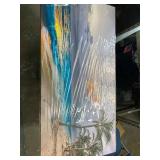 Beach Pictures Wall Art Canvas Prints Seascape Poster Bathroom Decor Blue Ocean Green Tree Painting for Living Room Bedroom Home Kitchen Decoration 20x40 Wooden Frame Natural Landscape Artwork